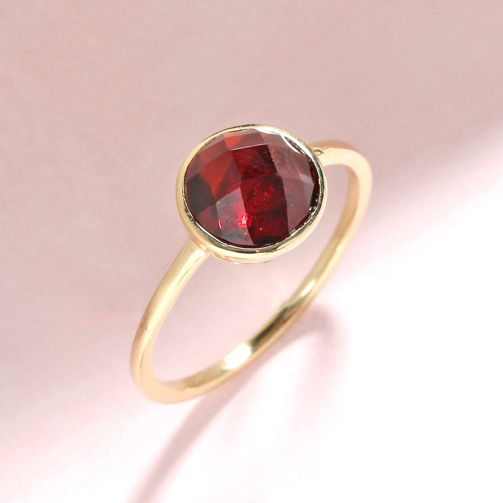 Tiramisu 2.20 Ct Garnet Solid 10k Yellow Gold Ring Jewelry