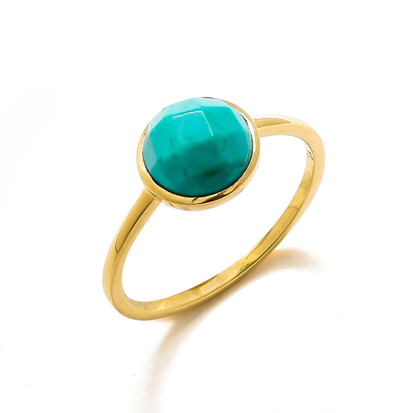 Tiramisu 2.03 Ct Turquoise Solid 10k Yellow Gold Ring Jewelry