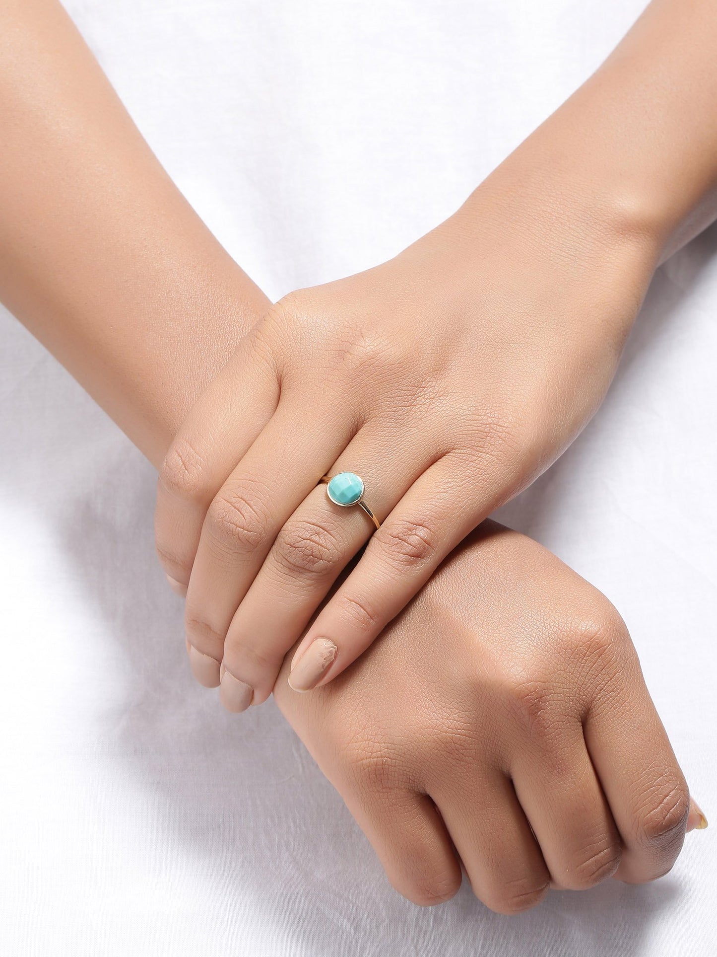 Tiramisu 2.03 Ct Turquoise Solid 10k Yellow Gold Ring Jewelry