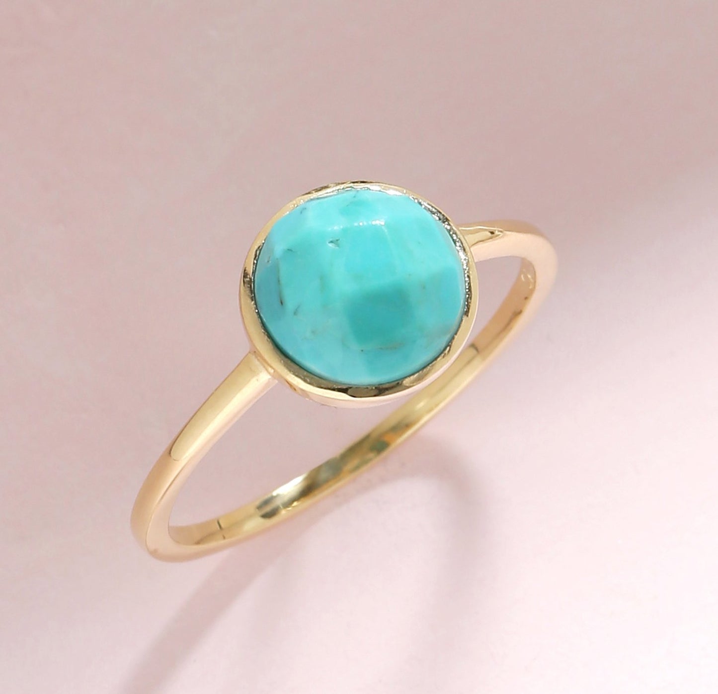 Tiramisu 2.03 Ct Turquoise Solid 10k Yellow Gold Ring Jewelry