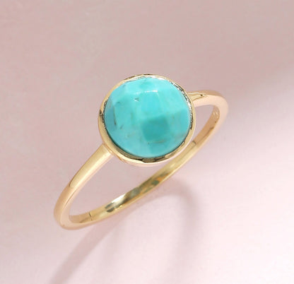Tiramisu 2.03 Ct Turquoise Solid 10k Yellow Gold Ring Jewelry