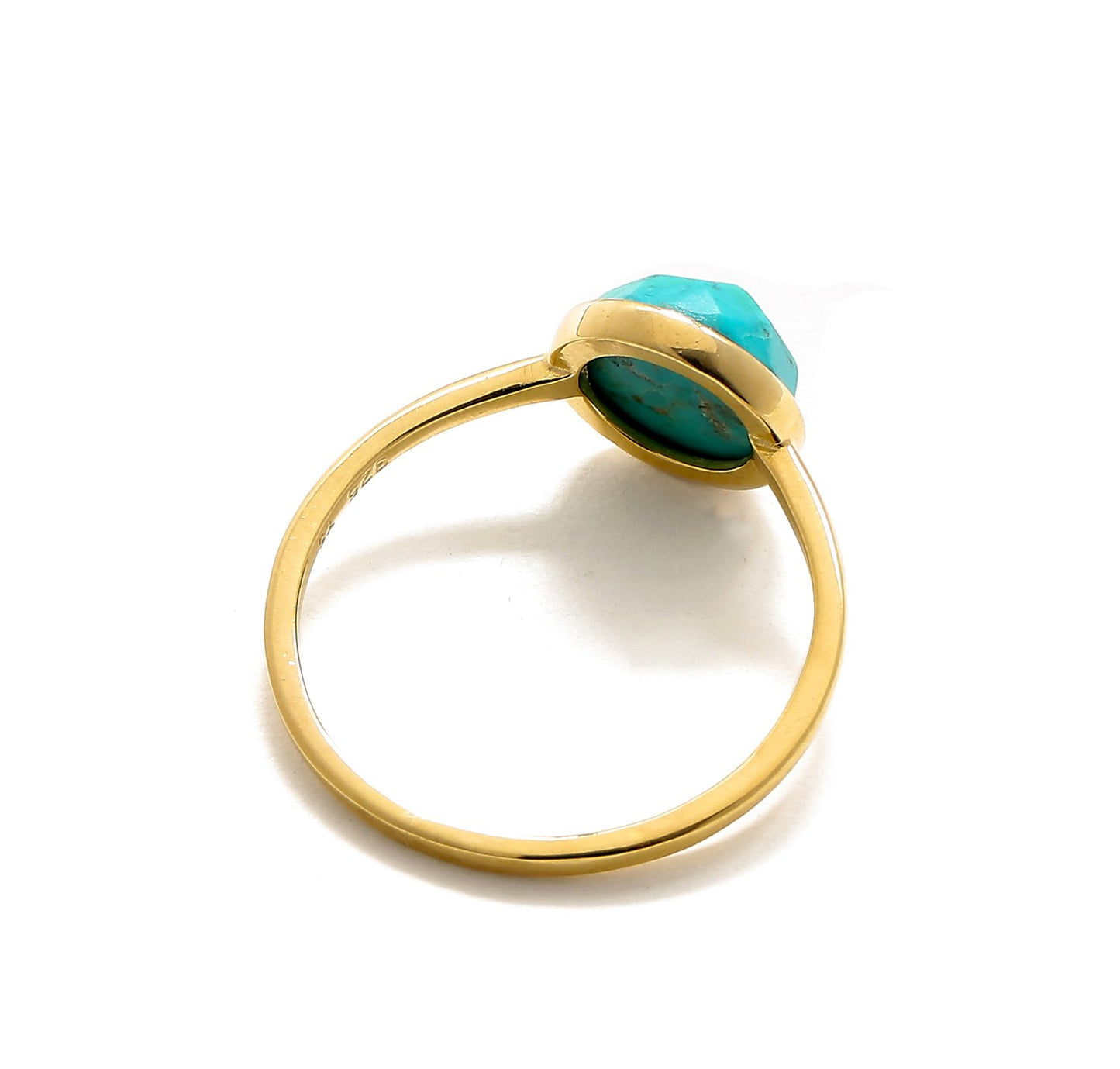 Tiramisu 2.03 Ct Turquoise Solid 10k Yellow Gold Ring Jewelry