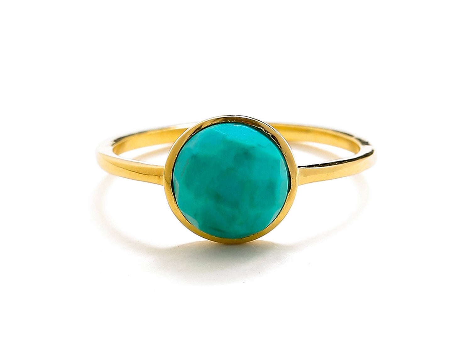 Tiramisu 2.03 Ct Turquoise Solid 10k Yellow Gold Ring Jewelry