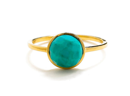 Tiramisu 2.03 Ct Turquoise Solid 10k Yellow Gold Ring Jewelry