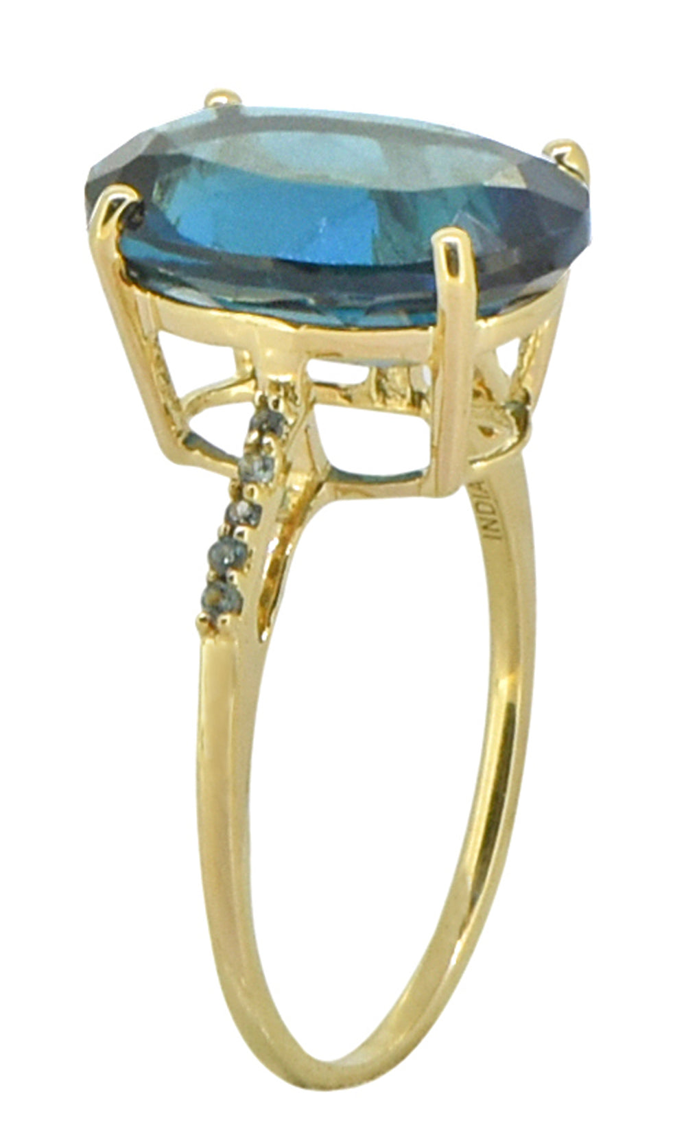 Tiramisu 7.75 ct London Blue Topaz Solid 14k Yellow Gold Ring