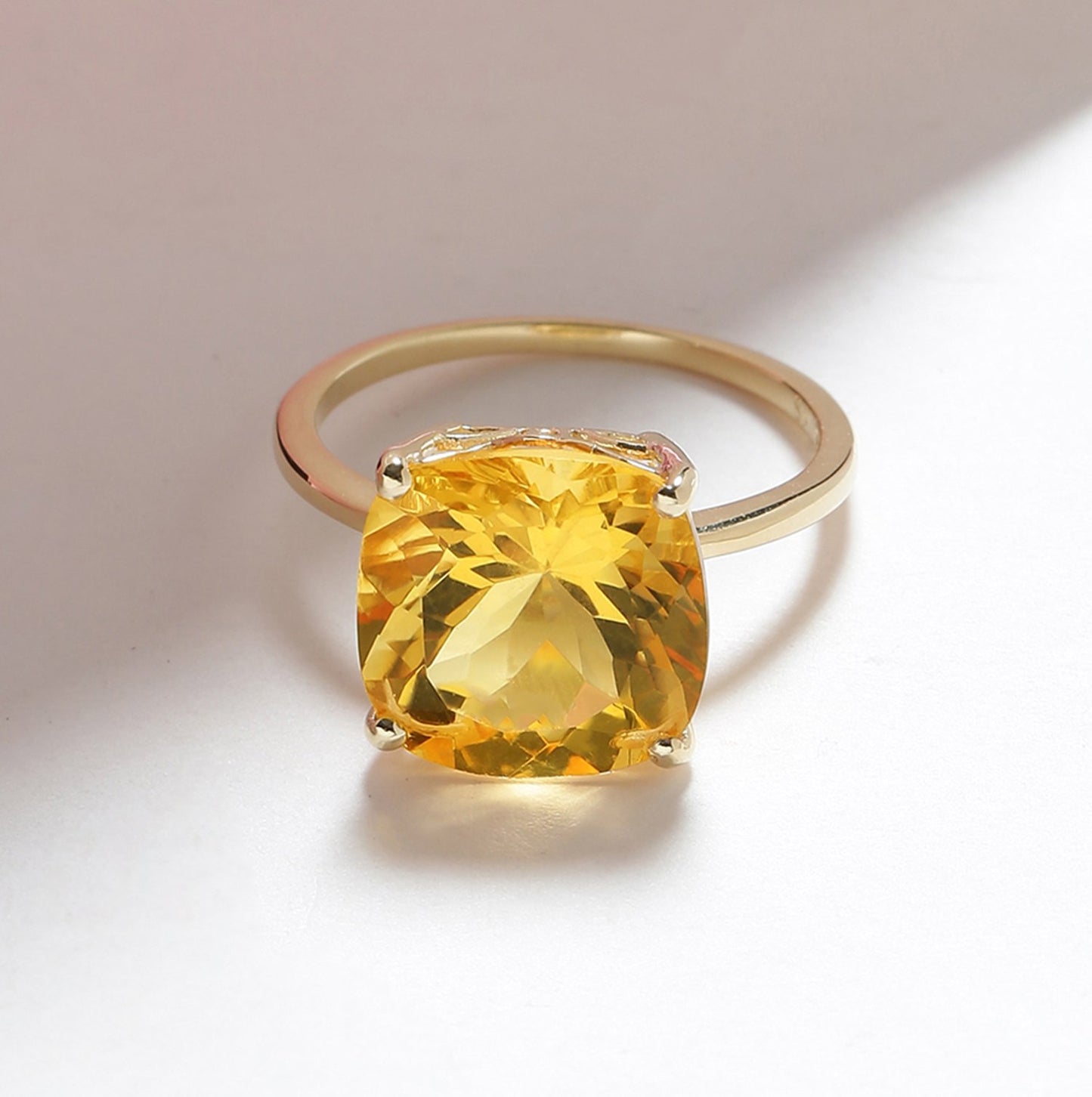 Tiramisu 5.85 Ct Citrine Solid 10k Yellow Gold Ring Jewelry