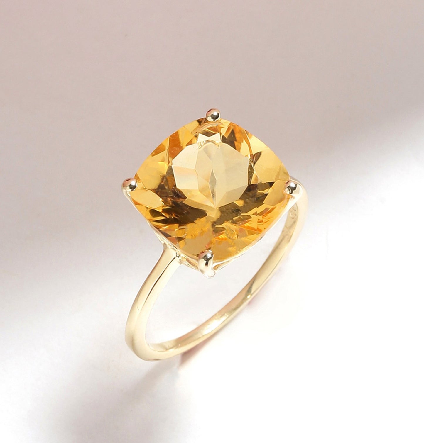 Tiramisu 5.85 Ct Citrine Solid 10k Yellow Gold Ring Jewelry
