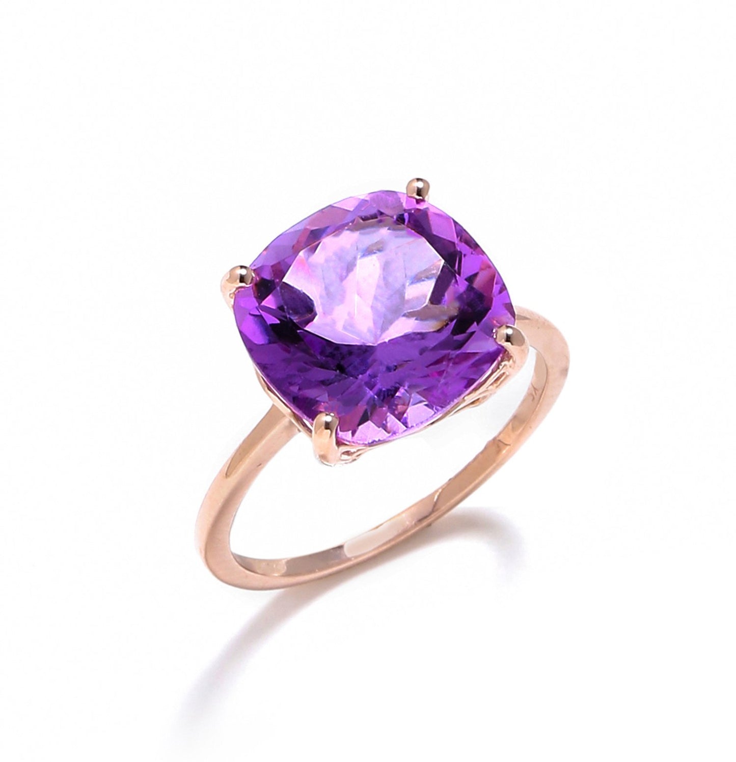 Tiramisu 5.85 Ct Amethyst Solid 10k Rose Gold Ring Jewelry