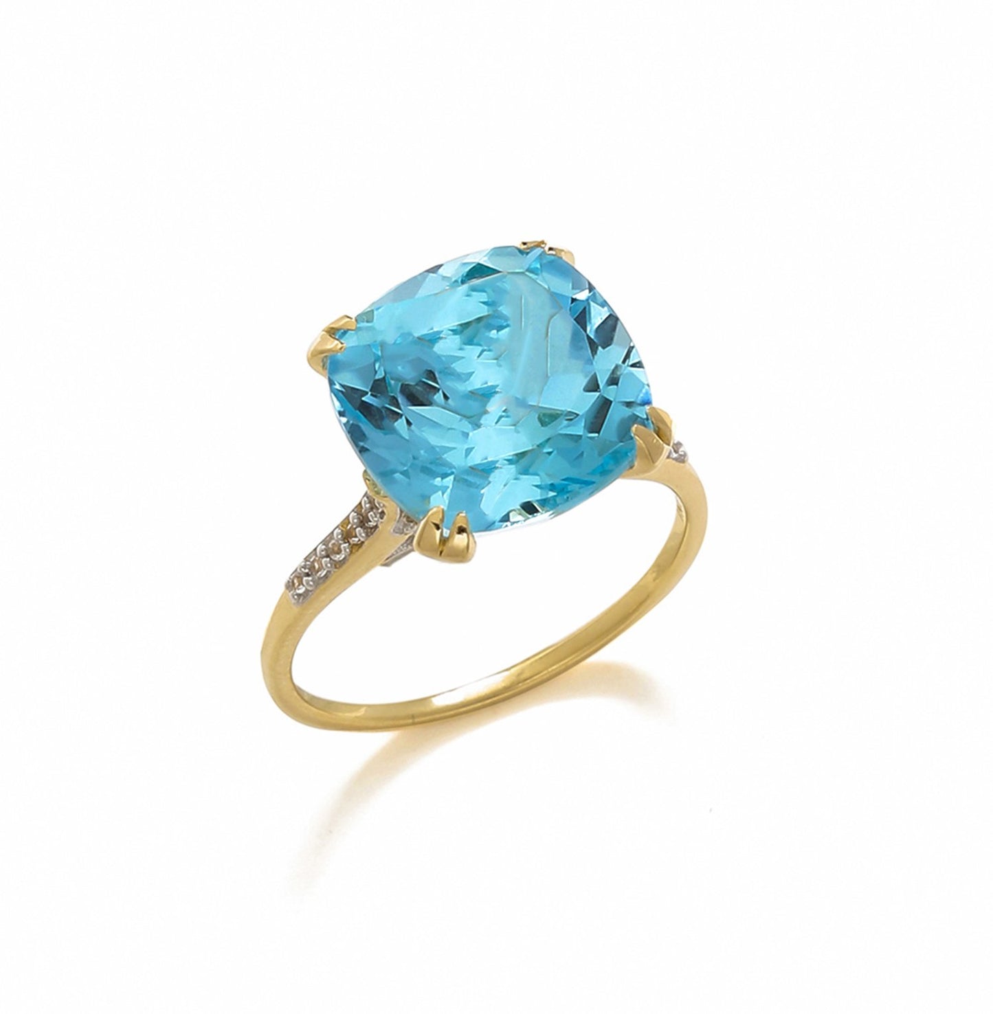 Tiramisu 8.73 Ct Sky Blue Topaz Solid 10k Yellow Gold Statement Ring Jewelry
