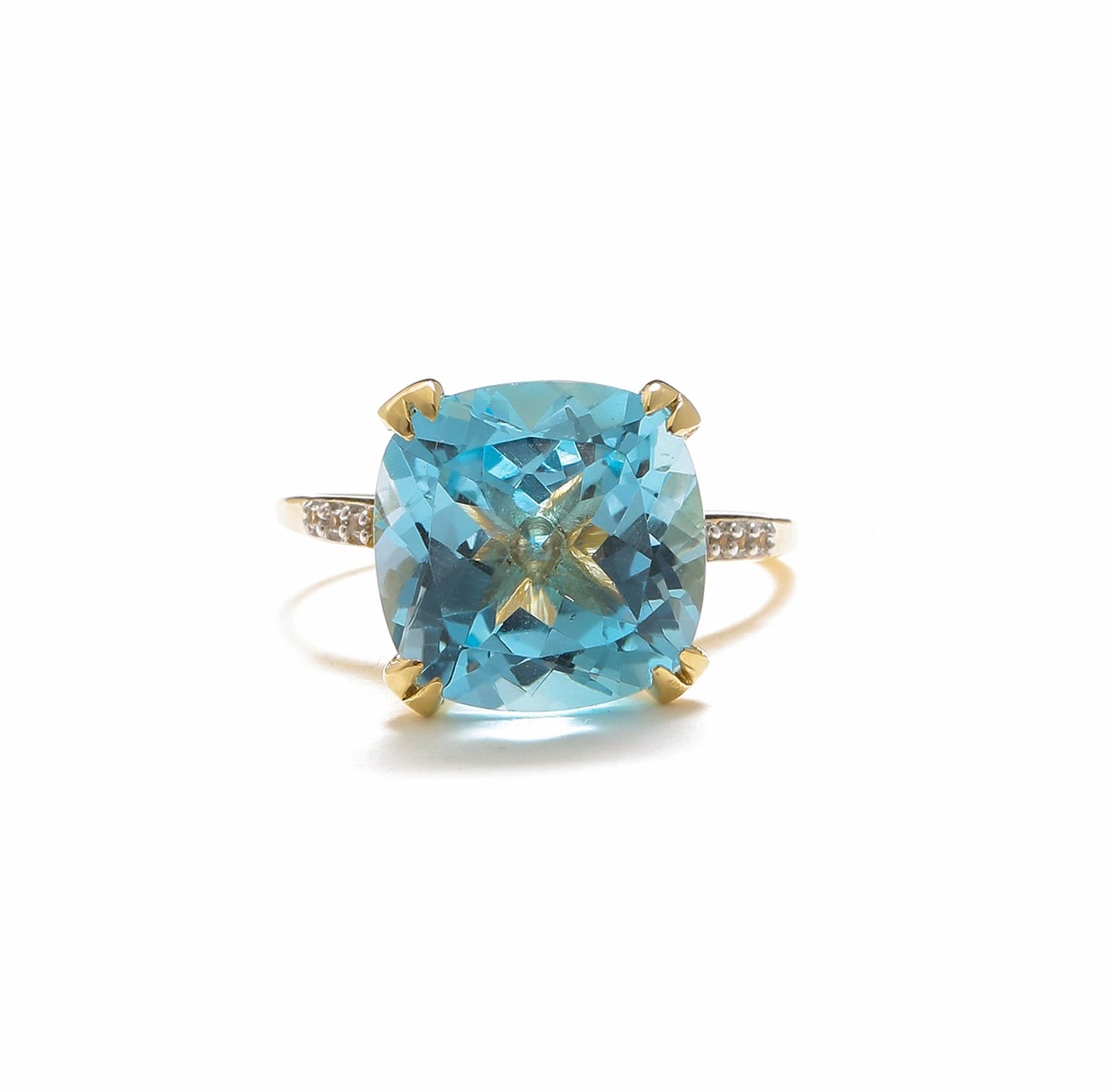 Tiramisu 8.73 Ct Sky Blue Topaz Solid 10k Yellow Gold Statement Ring Jewelry