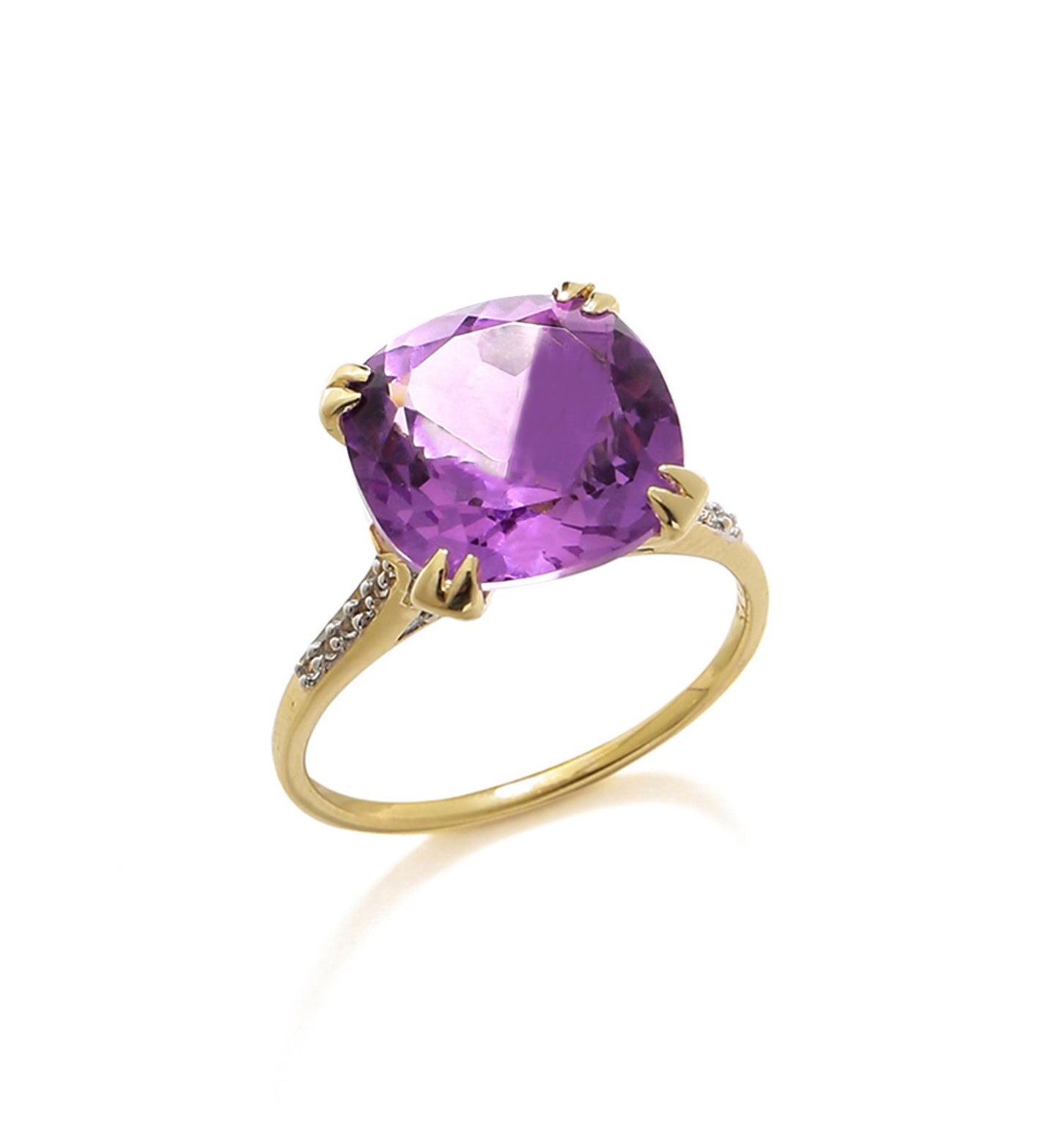 Tiramisu 6.11 Ct Amethyst Solid 10k Yellow Gold Statement Ring Jewelry
