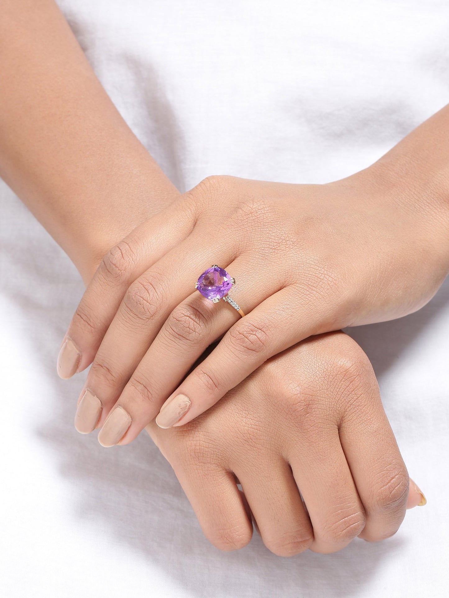 Tiramisu 6.11 Ct Amethyst Solid 10k Yellow Gold Statement Ring Jewelry