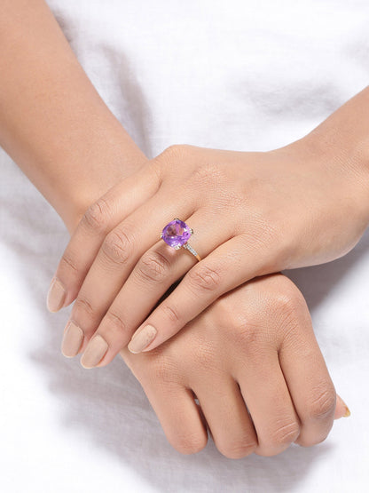 Tiramisu 6.11 Ct Amethyst Solid 10k Yellow Gold Statement Ring Jewelry