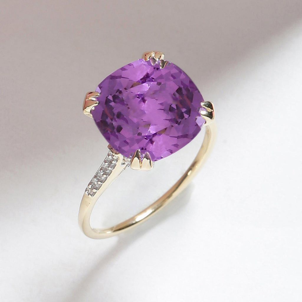 Tiramisu 6.11 Ct Amethyst Solid 10k Yellow Gold Statement Ring Jewelry