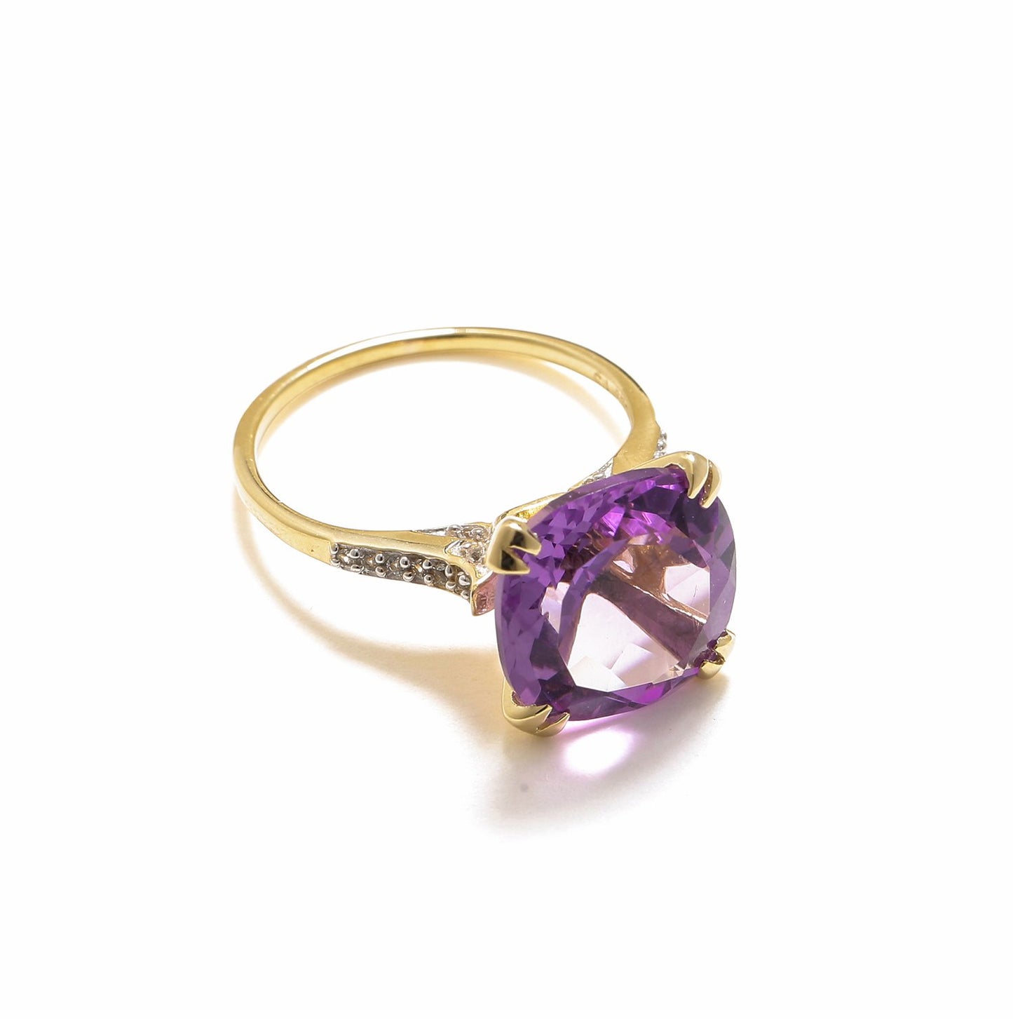 Tiramisu 6.11 Ct Amethyst Solid 10k Yellow Gold Statement Ring Jewelry