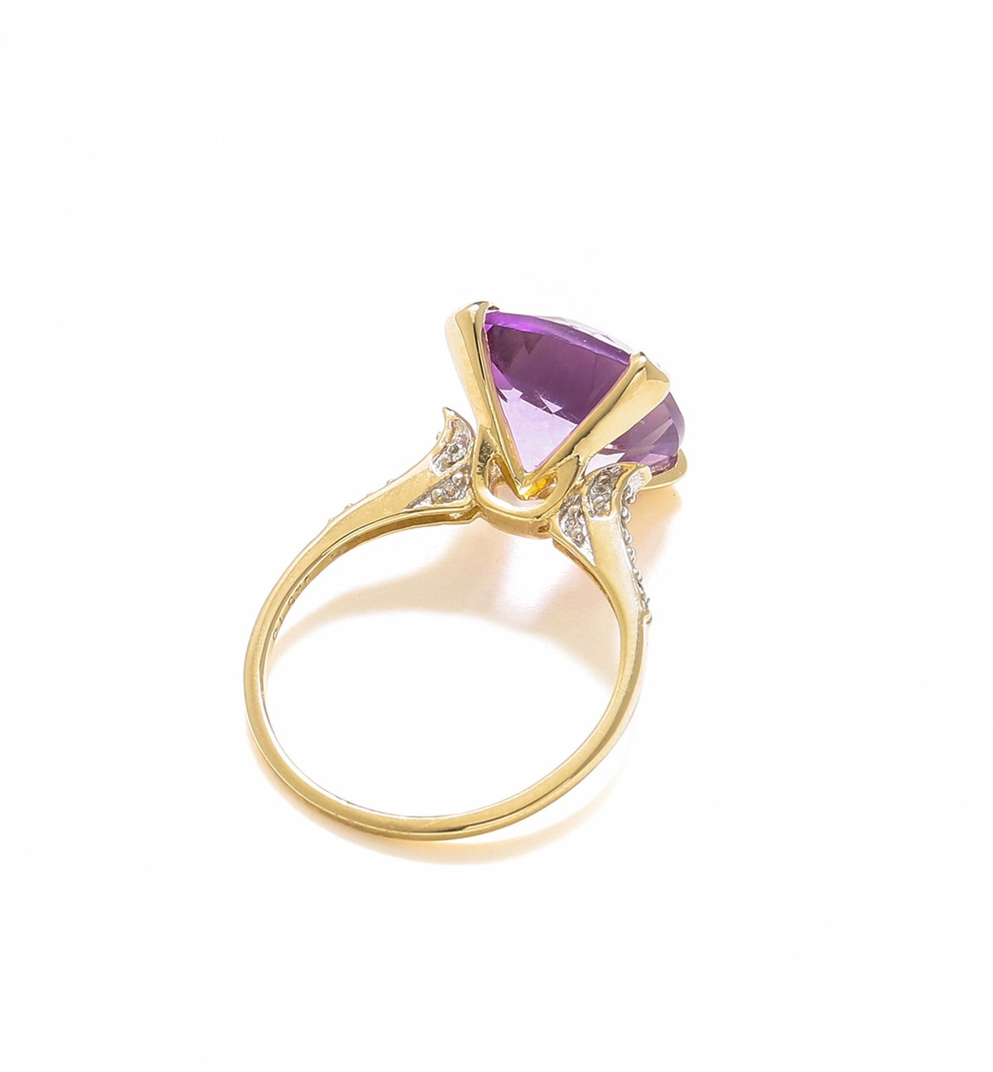 Tiramisu 6.11 Ct Amethyst Solid 10k Yellow Gold Statement Ring Jewelry