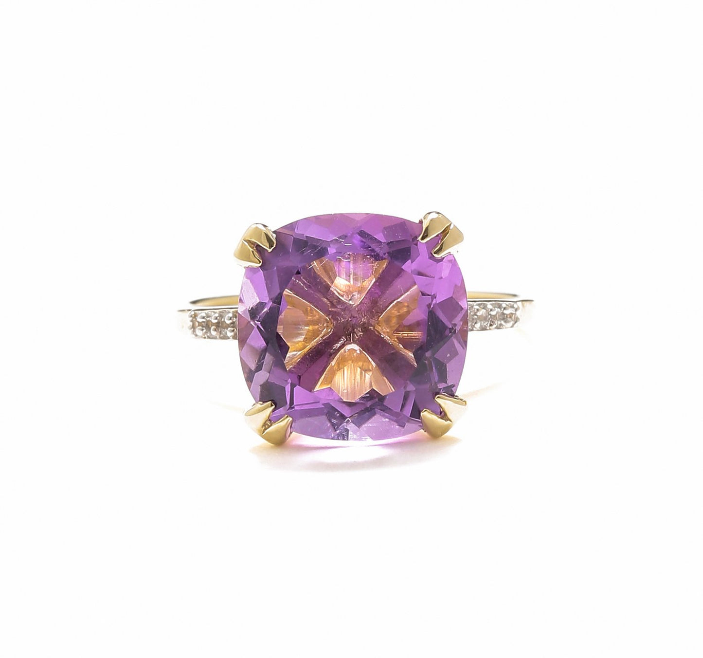 Tiramisu 6.11 Ct Amethyst Solid 10k Yellow Gold Statement Ring Jewelry