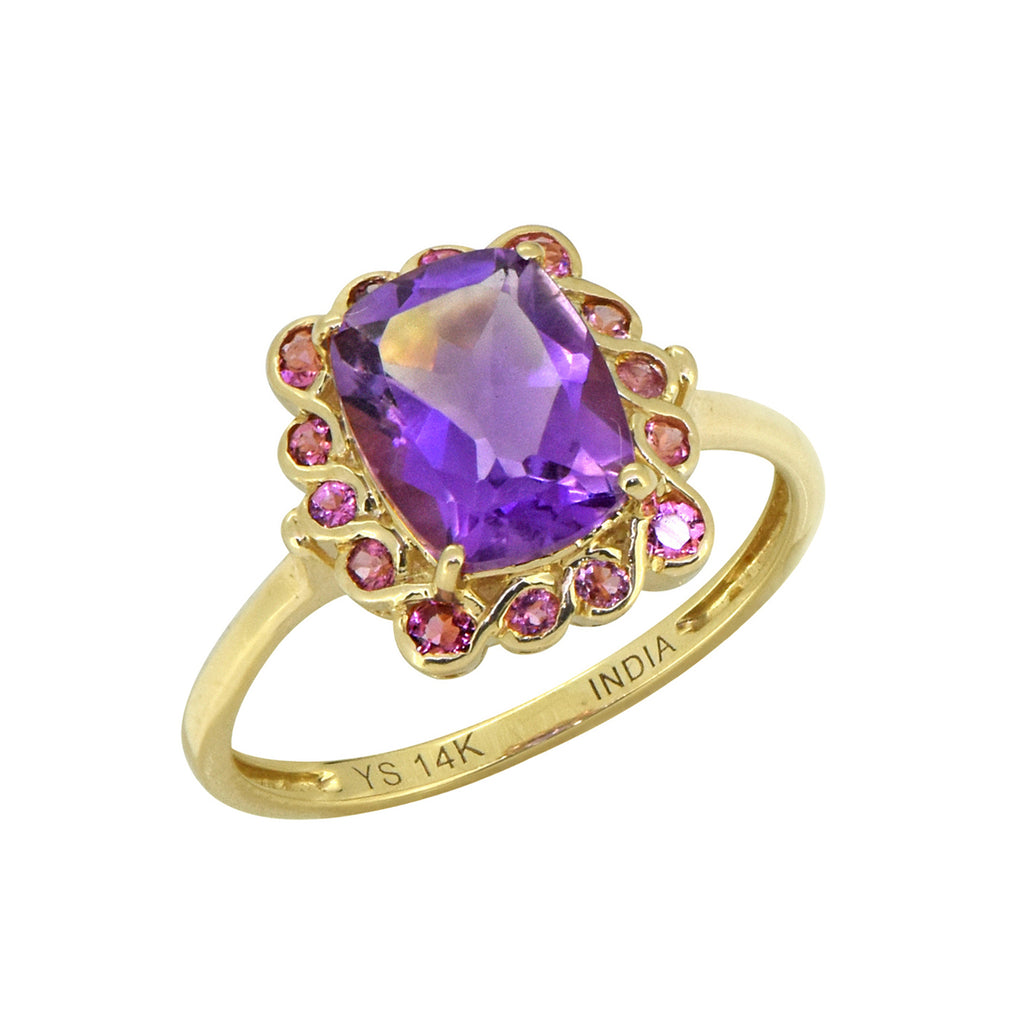 Tiramisu Solid 14k Yellow Gold Amethyst Ring (2.69 ct)