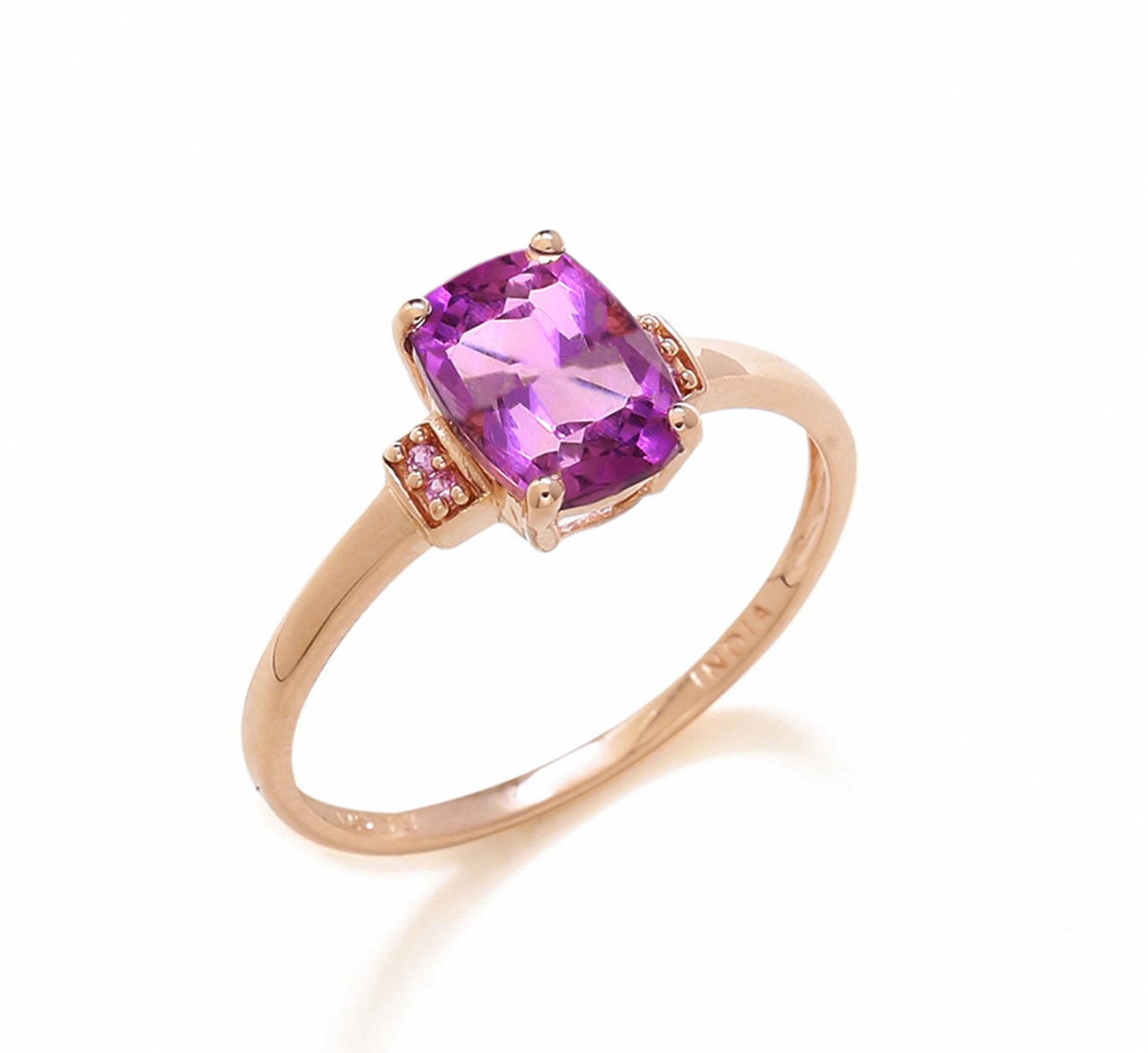 Tiramisu 1.32 Ct Amethyst Pink Sapphire Solid 10k Rose Gold Ring