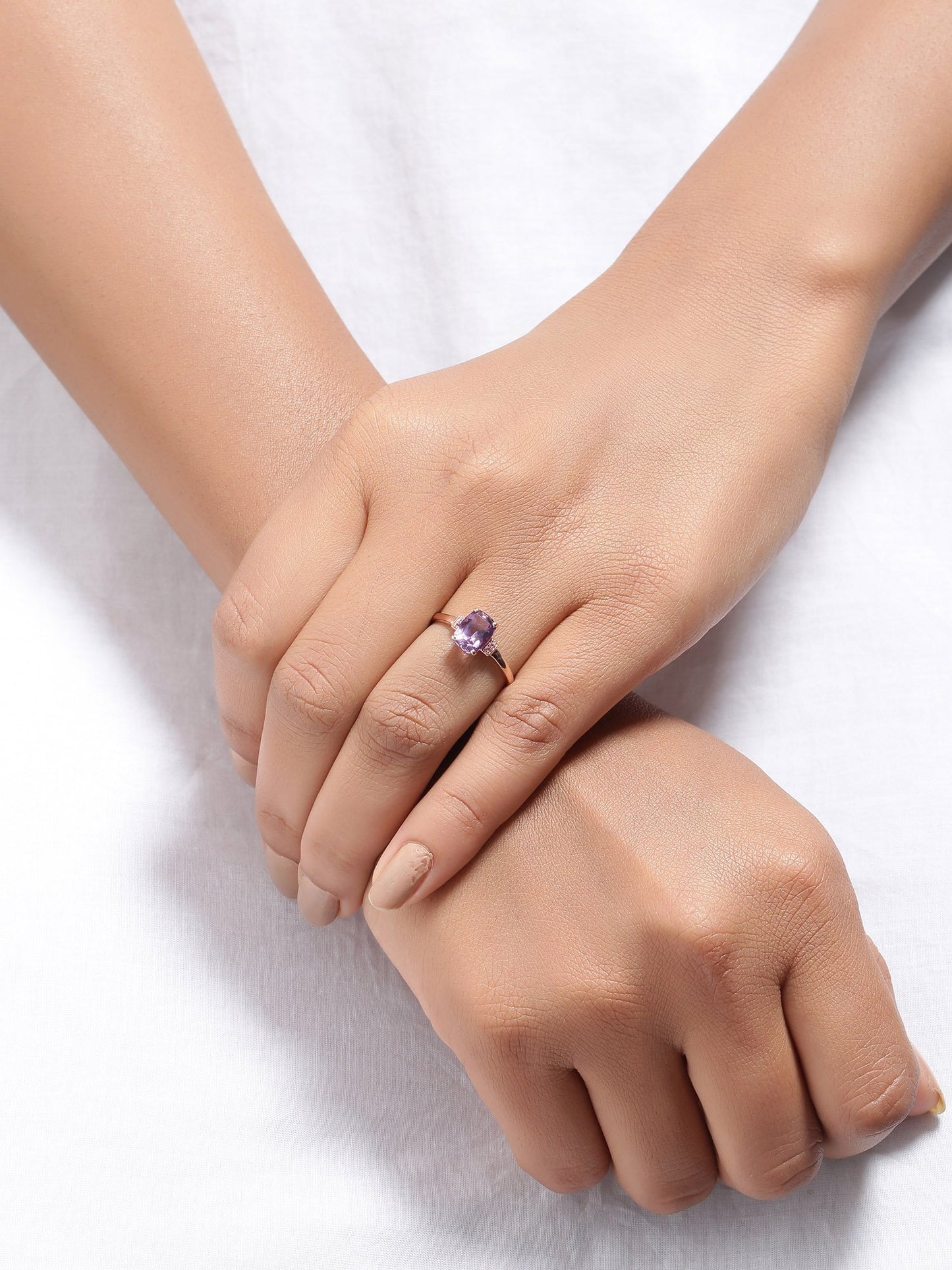 Tiramisu 1.32 Ct Amethyst Pink Sapphire Solid 10k Rose Gold Ring