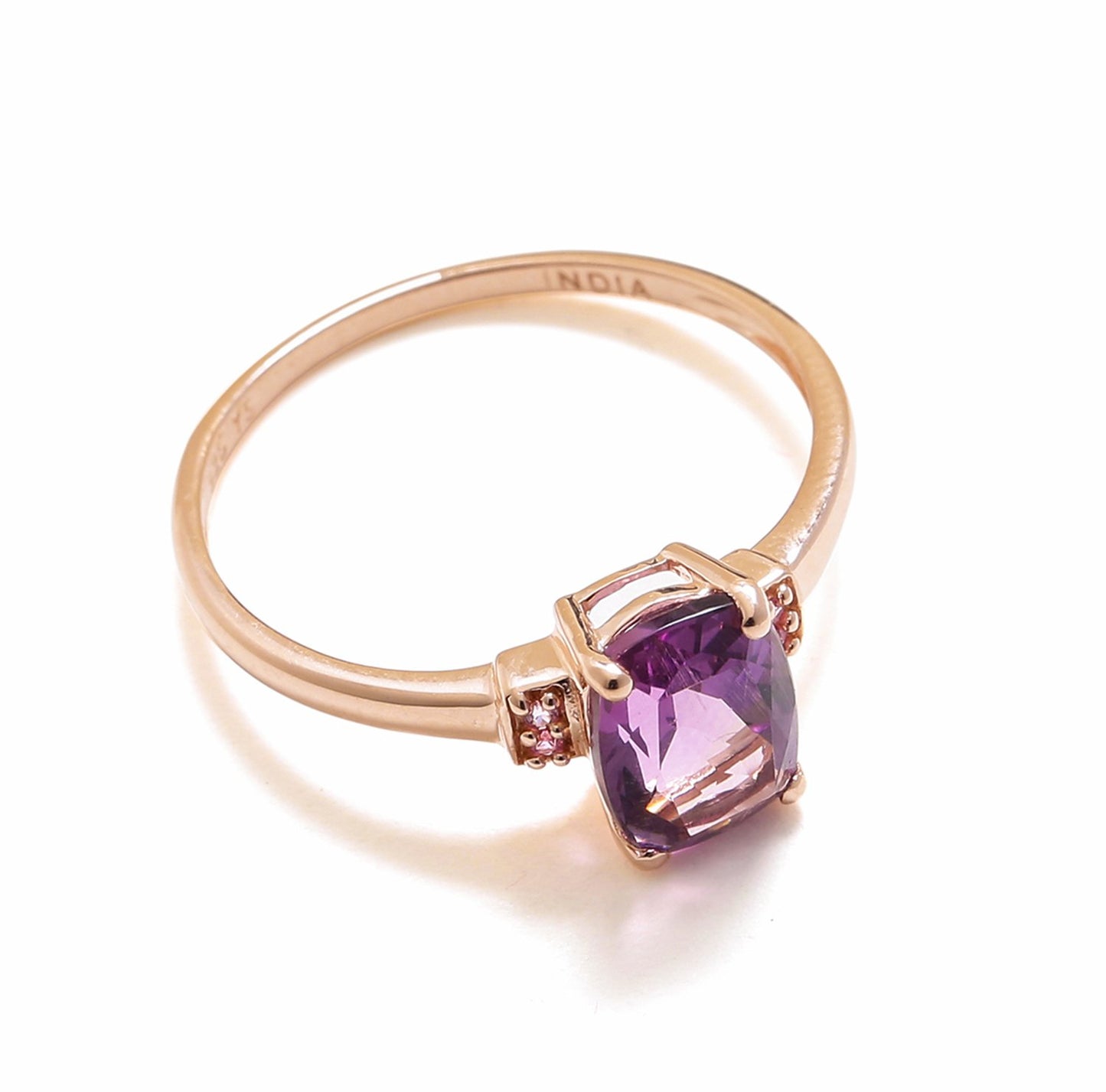 Tiramisu 1.32 Ct Amethyst Pink Sapphire Solid 10k Rose Gold Ring