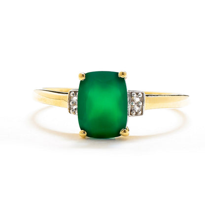 Tiramisu 1.32 Ct Green Onyx White Topaz Solid 10k Yellow Gold Ring