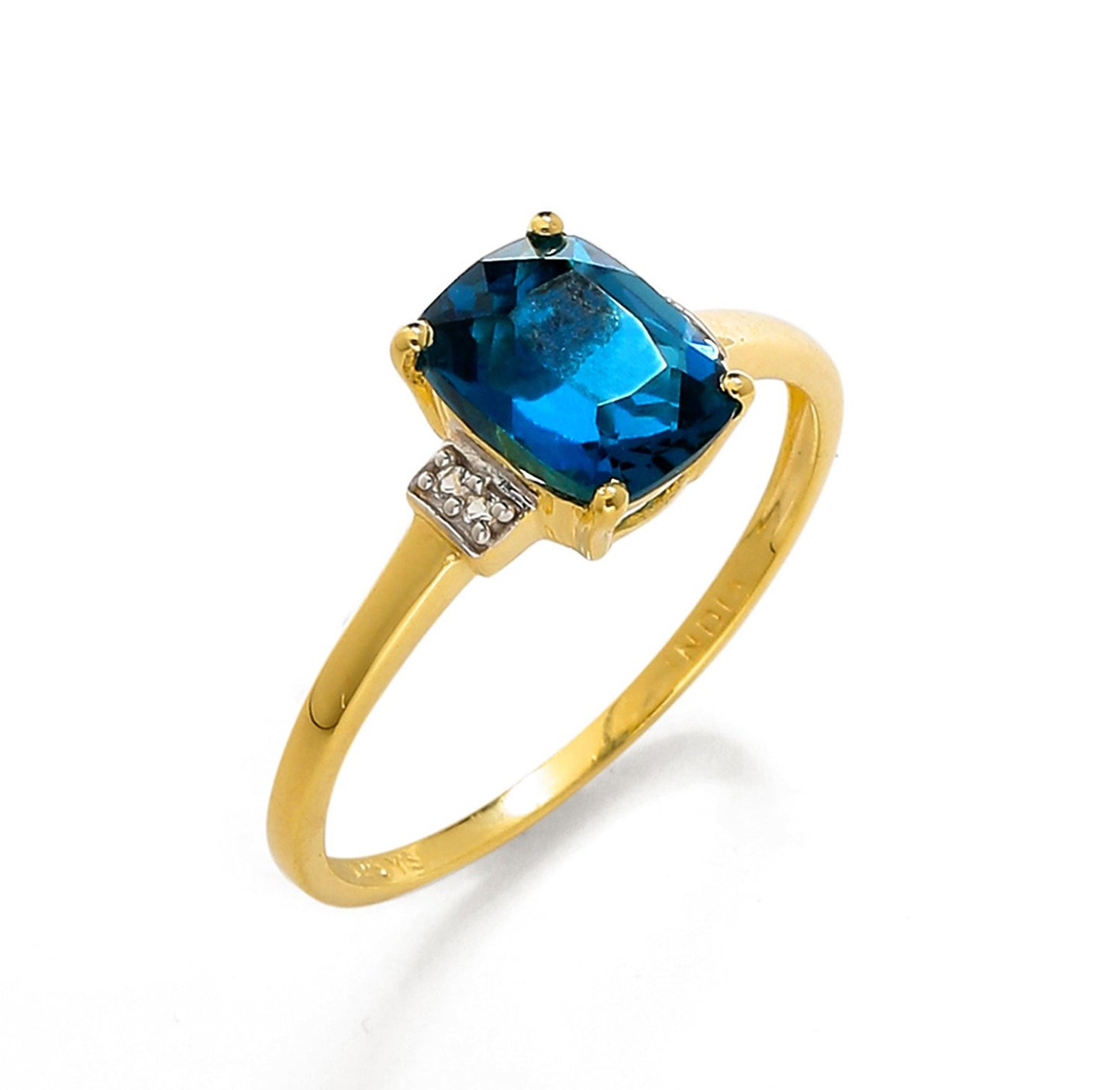 Tiramisu 1.62 Ct London Blue Topaz Solid 10k Yellow Gold Ring