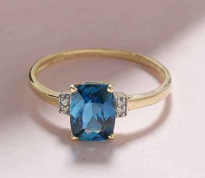 Tiramisu 1.62 Ct London Blue Topaz Solid 10k Yellow Gold Ring