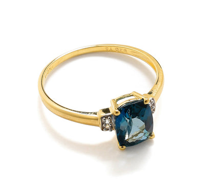Tiramisu 1.62 Ct London Blue Topaz Solid 10k Yellow Gold Ring