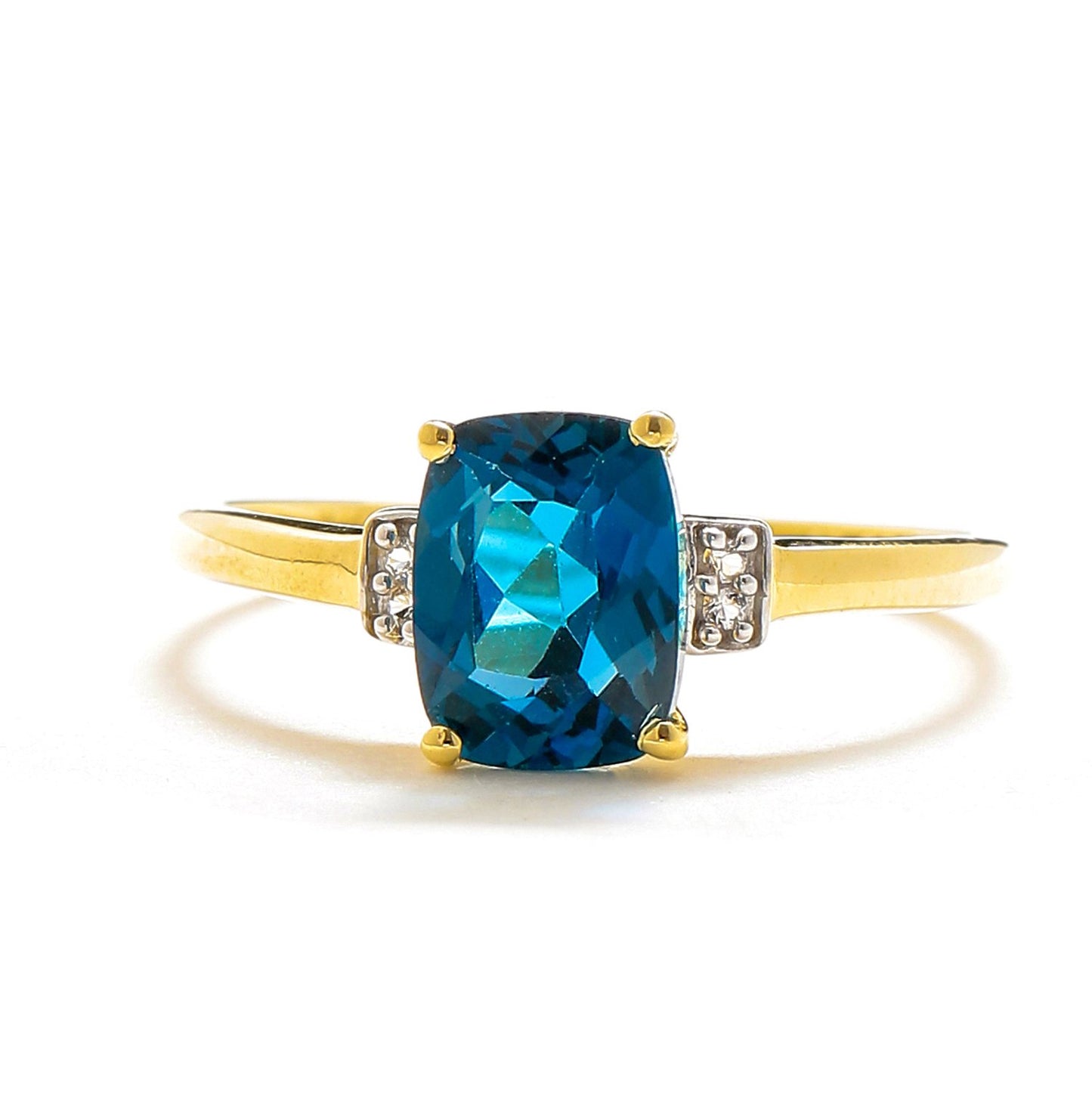 Tiramisu 1.62 Ct London Blue Topaz Solid 10k Yellow Gold Ring