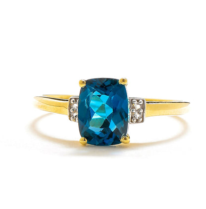 Tiramisu 1.62 Ct London Blue Topaz Solid 10k Yellow Gold Ring