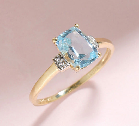 Tiramisu 1.52 ct Sky Blue Topaz Solid 10k Yellow Gold Ring