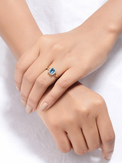 Tiramisu 1.34 Ct London Blue Topaz Solid 10k Yellow Gold Ring Jewelry