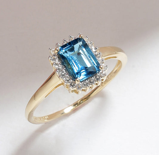 Tiramisu 1.34 Ct London Blue Topaz Solid 10k Yellow Gold Ring Jewelry