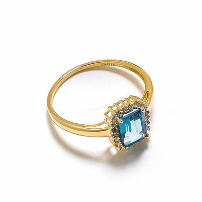 Tiramisu 1.34 Ct London Blue Topaz Solid 10k Yellow Gold Ring Jewelry