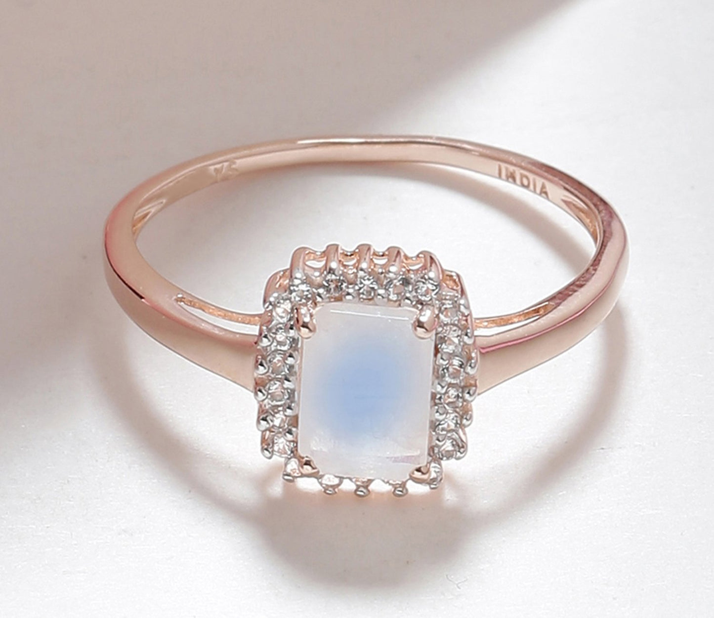 Tiramisu 1.52 Ct Moonstone Solid 10k Rose Gold Ring Jewelry