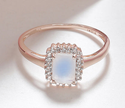 Tiramisu 1.52 Ct Moonstone Solid 10k Rose Gold Ring Jewelry