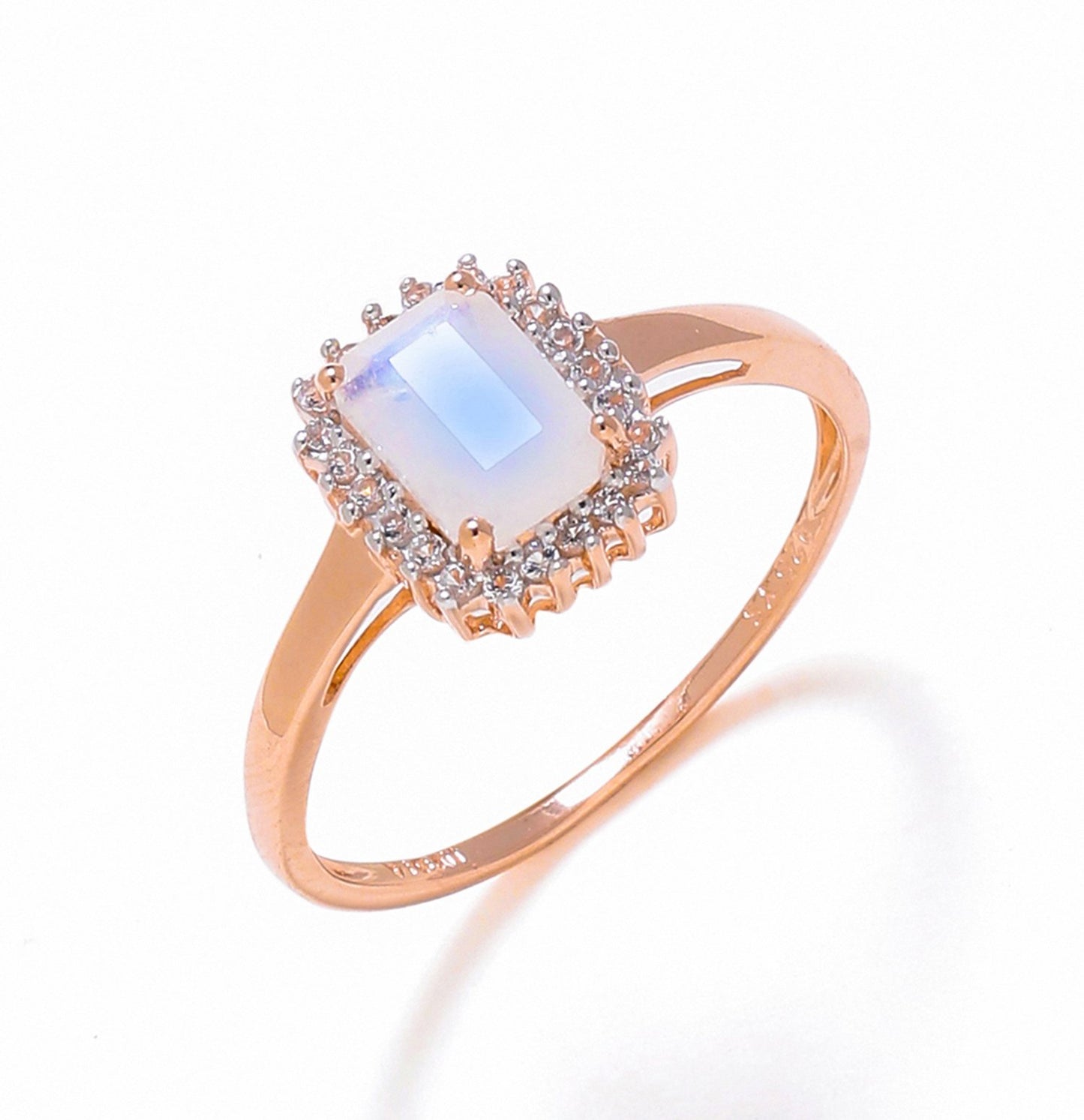 Tiramisu 1.52 Ct Moonstone Solid 10k Rose Gold Ring Jewelry