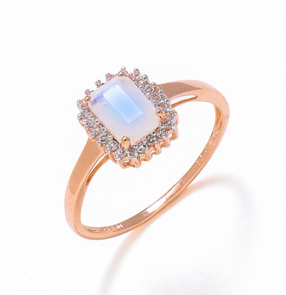 Tiramisu 1.52 Ct Moonstone Solid 10k Rose Gold Ring Jewelry