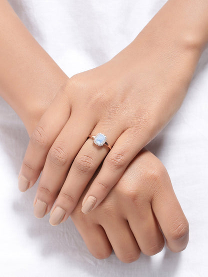 Tiramisu 1.52 Ct Moonstone Solid 10k Rose Gold Ring Jewelry