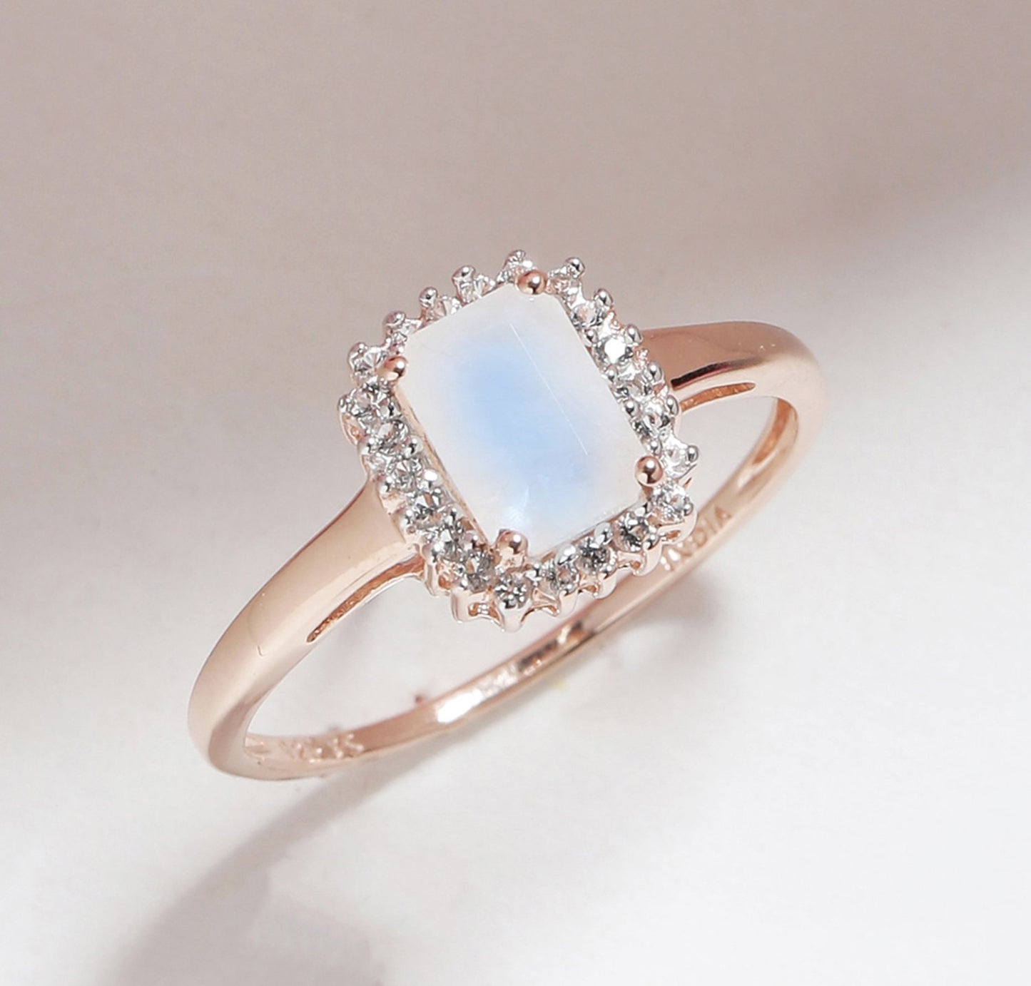 Tiramisu 1.52 Ct Moonstone Solid 10k Rose Gold Ring Jewelry
