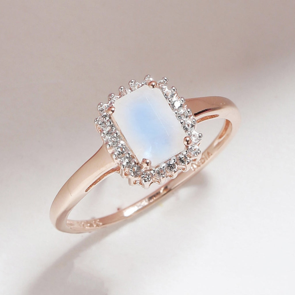 Tiramisu 1.52 Ct Moonstone Solid 10k Rose Gold Ring Jewelry