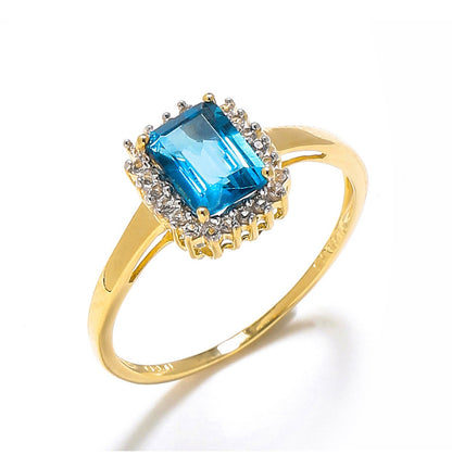 Tiramisu 1.22 ct Swiss Blue Topaz Solid 10k Yellow Gold Ring