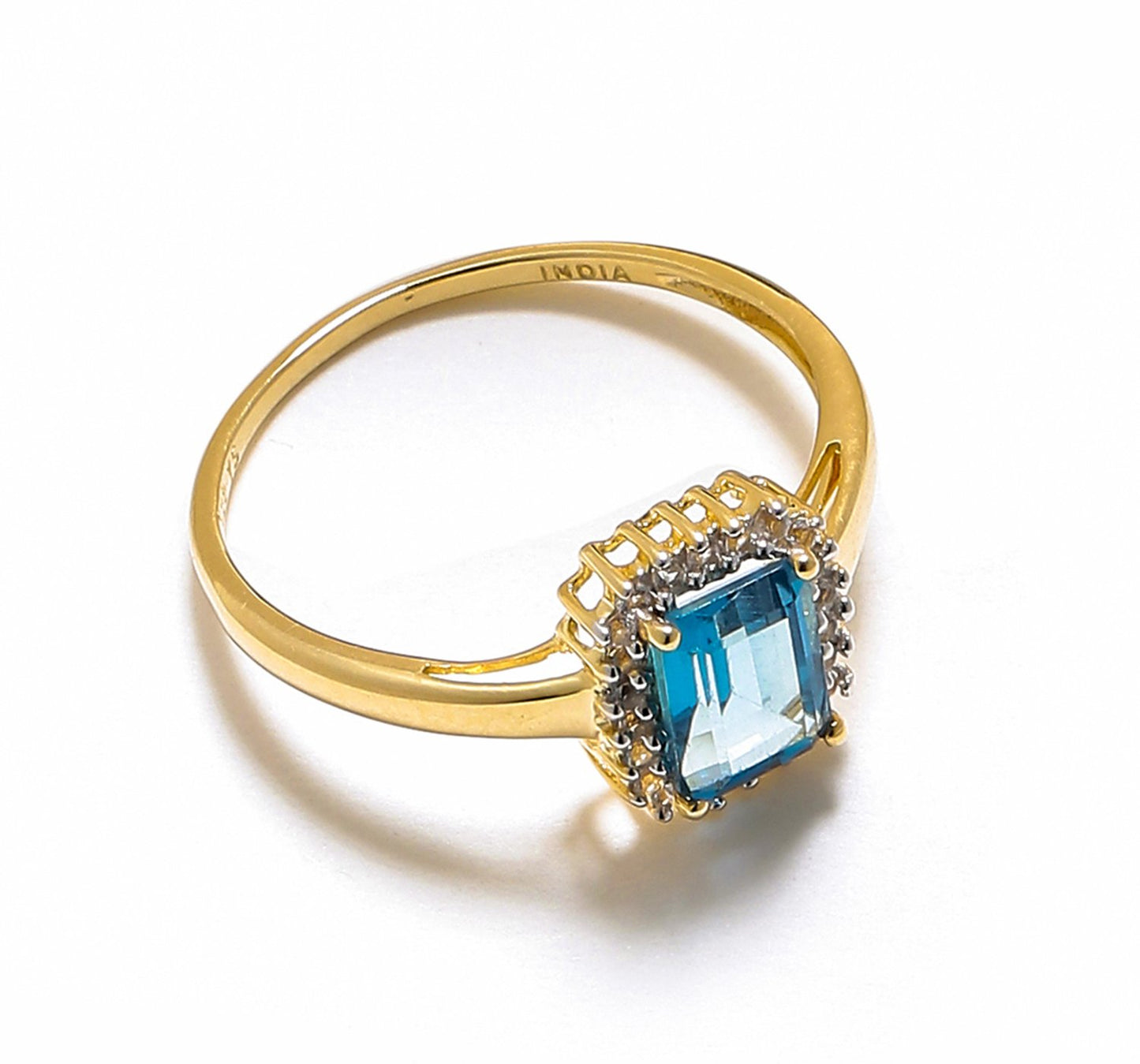Tiramisu 1.22 ct Swiss Blue Topaz Solid 10k Yellow Gold Ring