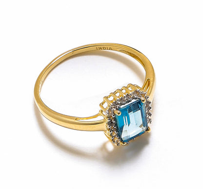 Tiramisu 1.22 ct Swiss Blue Topaz Solid 10k Yellow Gold Ring