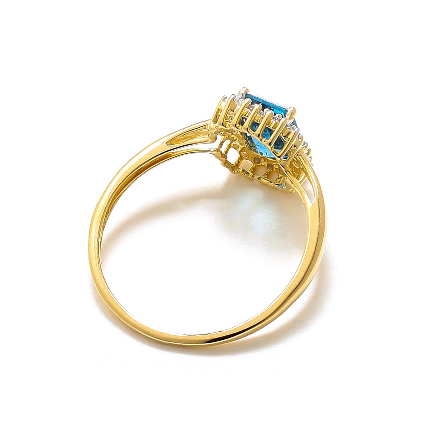 Tiramisu 1.22 ct Swiss Blue Topaz Solid 10k Yellow Gold Ring