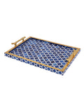 Tiramisu Handmade Blue Resin Decorative Tray- Large