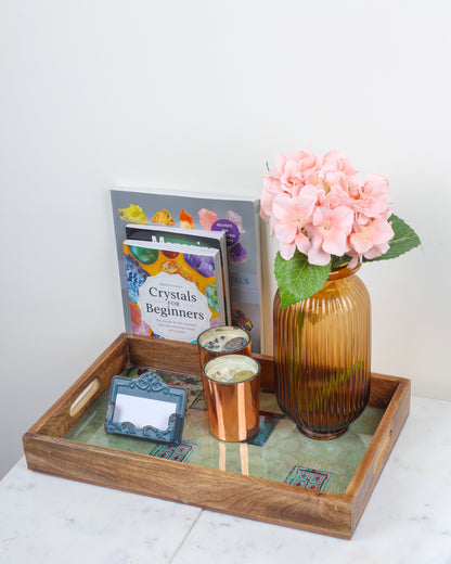 Blush Garden Resin And Wood Decorative Trays- Set of 3