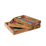 Sunrise Springs Resin And Wood Decorative Trays- Set of 3