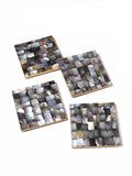 Mother of Pearl Coaster Stack Bond Pattern- Set Of 4
